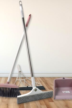 Dustpan, Kitchen Wiper, Window Cleaning Squeegee Tool & Broom Brush (4 Pcs Combo)