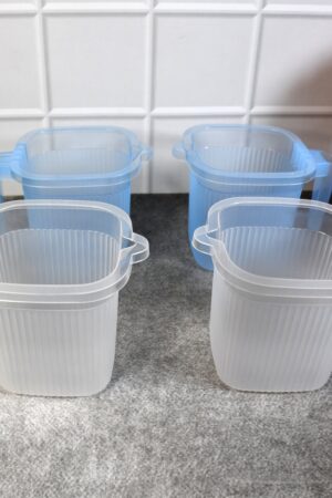 Plastic Transparent Bathroom Water Mug (4 pc / Mix colour / 1000 ML)