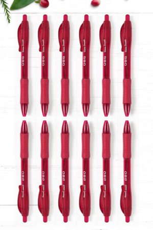 Red Colour Gel Pen Set, Set of 12 Pcs