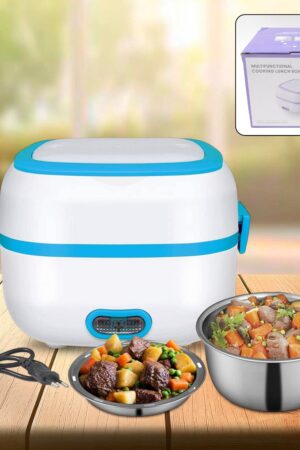 Electric Lunch Box, 3 In 1 Food Heater / Cooker / Steamer with Stainless Steel Bowls (1 Set)