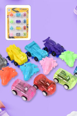 Mini Pull Back Car & Aeroplane Plastic Pull Back Car Cartoon Toys (12 Pcs Set)
