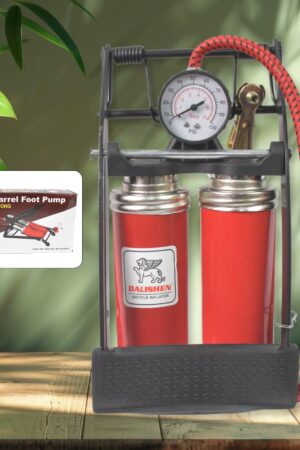Dual-Cylinder Foot Pump, Portable Floor Bike Pump, 100PSI Air Pump
