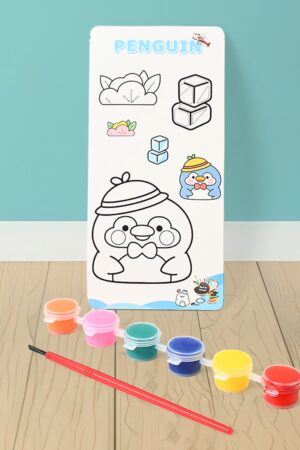 Kids Art Painting Kit Water Color, Cartoon Printed Board & Brush (9 Pcs Set)