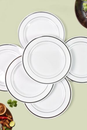 Round Plastic Dinner Plates Wedding Birthday Party Tableware Supplies (6 Pcs Set)
