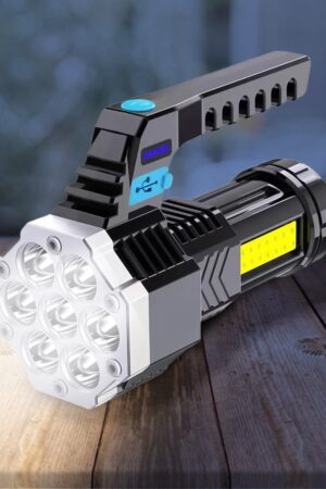 Portable Flashlight / Torch  COB 7LED Hand Light USB Rechargeable Light with Side Light (1 Pc)