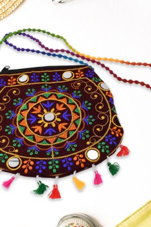 Handcrafted Cotton Embroidered Shoulder Bag / Purse for Girls & women (1 Pc / 9 Inch / Mix Desing)