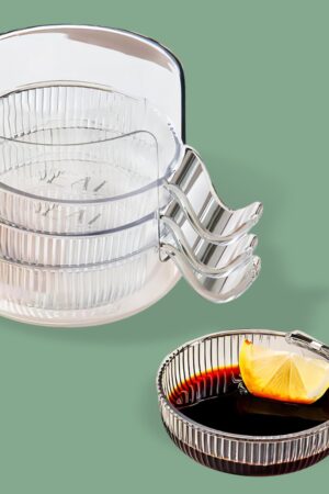Plastics Dip Bowls, Dipping Sauce Bowls with Handle (4 Pcs Set / With Case)
