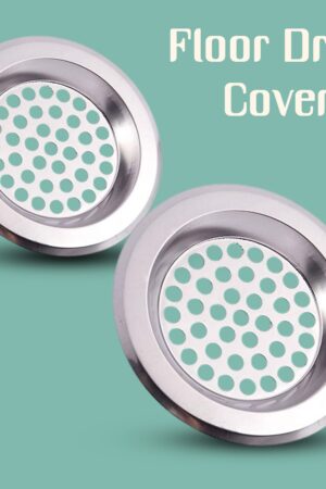 Bathroom Kitchen Stainless Steel Basin Sink Drain Strainer (2 Pc Set)