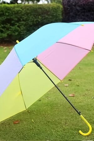 Colorful Rainbow Umbrella Multi-Colour J Shaped Handle (1 Pc / MOQ :- 5)
