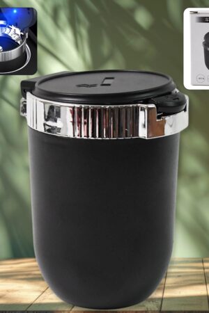 Portable Car Ashtray with Lid and Blue LED Light (1 Pc)