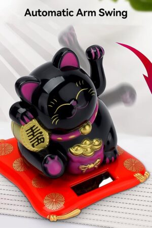 Solar Powered Happy Cat Beautiful with Arm Waves Wealth Cat (1 Pc / Mix Color)
