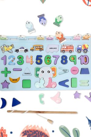 Wooden Number Puzzle Match Board and magnetic rod