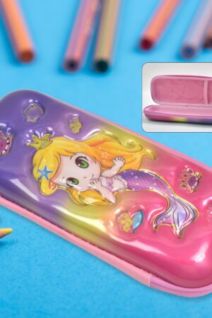 3D Cartoon Zipper Compass Box, Pencil Box (1 Pc)