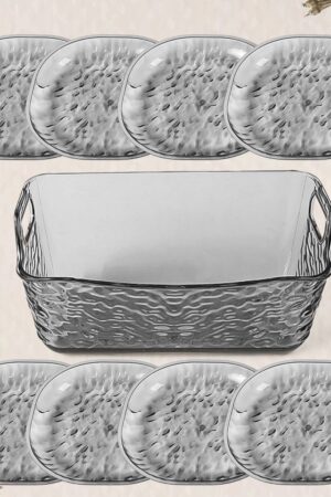 Plastic Household Plates Dinner Plates Dish Tray Skewer Bone Plate Set (9 Pcs Set)