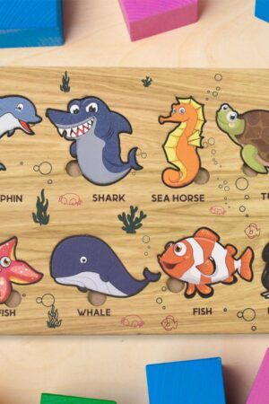 Seawater Animal Wooden Puzzle Learning Educational Board (1 Set)