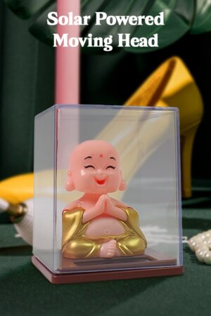 Solar Power Moving Head Buddha Statue Car Ornament (1 Pc / Mix Color)