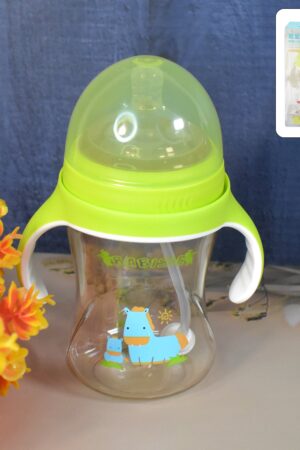 Plastic Baby Feeding Bottle with Handles Straw (300 ML / 1 Pc)