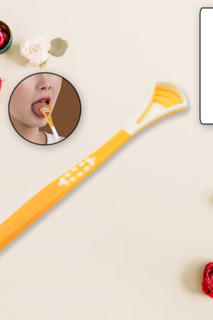 Tongue Scraper and Tongue Brush Great for Oral Care, Help Fights Bad Breath and Freshen The Breath, Tongue Cleaner for Adults and Kids, Easy to Use, Comfortable Safe and Anti-Slip Simple and Stylish Odor Removal (1 Pc)