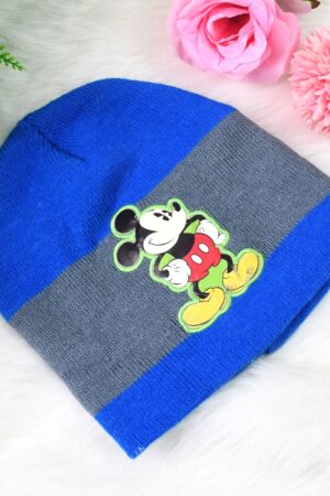 Cap for Winter Woolen Knitted Black Inside Fur Caps (1 Pc / Mix Design & Color)