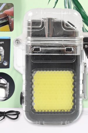 USB Rechargeable Electric Lighter & 3 Modes COB Flashlight (1 Pc)