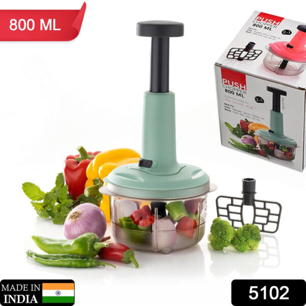 Quick Food Chopper – 2-in-1 Push Chopper 800ml with Stainless Steel Blades - Image 3