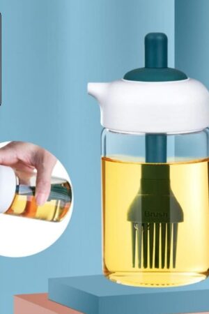 2 in 1 Glass Oil dispenser jar / Bottle with brush (1 Set)