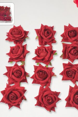 Flower Rose Hair Pin / Clip Velvet Flower Design (12 pcs Set)