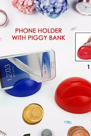 2in1 ABS Plastic Phone Holder Phone Stand With Coin Bank (1 Pc)