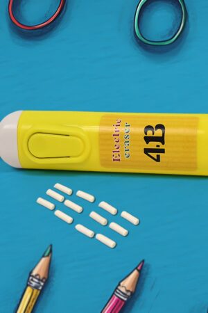 Electric Eraser Kit Automatic Pencil Eraser Battery Operated with 12 Eraser Refills