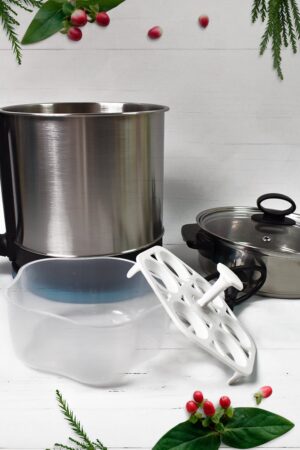 Soup Pot with Lid, Stainless Steel Multi Cooker Kettle (800W / 2.5 Ltr.)
