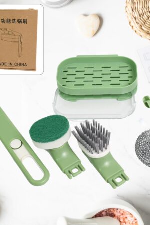Dish Brush Set with Handle, Replacement Heads, Drain Tray in Kitchen (9 Pcs Set)