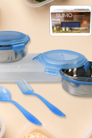 Sumo Lunch Box, with Lunch Bag, Plastic Lunch Box & Plastic Spoon, Fork (2 Pc Set / With Lunch Box)