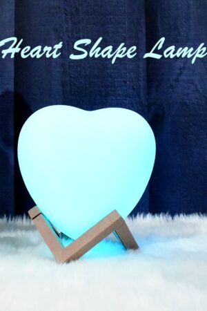 3D Heart Shape Moon Night Lamp with Plastic Stand (13 x12 Cm / 1 Pc)