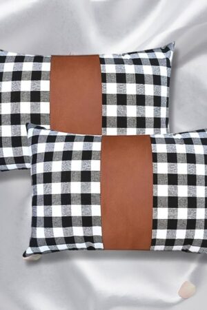 Pillow Covers, Leather & Cotton Cushion Covers (17 × 17 Inch / 1 Pair / 2 Pc)