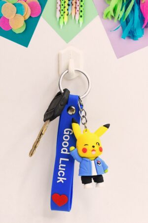 Cute Silicone 3D Key Chain with Metal Hook & Strap (Pack of 1)