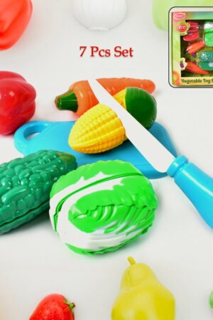 Realistic slice-able fruits and vegetables cut in 2 part play toy set