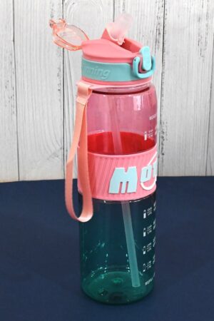 Plastic Water Bottle With Strap and Straw (1000 ML)