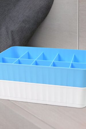 Multi-Function Desktop Drawer Storage Box 10 Grid Underwear Socks Box (2 Pc Set)