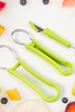 Professional 3 in 1 Stainless Steel Watermelon Cutter Fruit Carving Tools Set (1 Set)