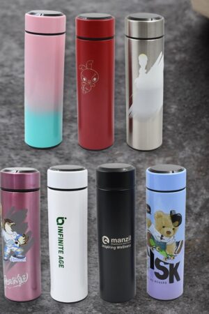 Printed Smart Vacuum Insulated Water Bottle with LED Temperature Display (1 Pc / 500 ML Approx / Multicolor / Mix Design )
