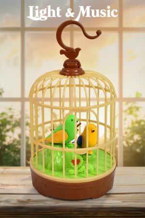 Sound Activated Chirping Bird in Hanging Cage, Beautiful Pinjra Bird Toy (1 Pc / Battery Not Operated)