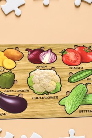 Wooden Vegetable Puzzle Learning Educational Board (1 Set / 28×20 Cm)