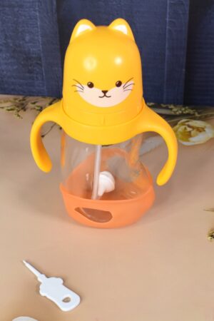 Glass Baby Feeding Bottle with Handles & Straw (300 ML / 1 Pc)