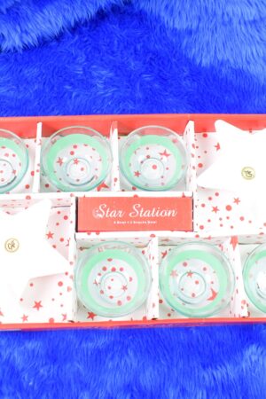 Star Station High Quality 6 Pc Glass Bowl & 2 Pc Plastic Star Shape Snack Bowl Set (8 Pcs Set)