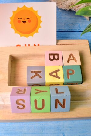 Alphabet Puzzle Spelling & Reading Words (26 Flash Cards & 8 WoodenBlock)