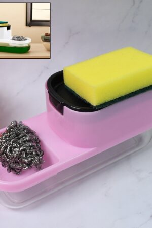 2 in 1 Plastic Dish Soap Liquid Dispenser Sponge Holder (1 Set)