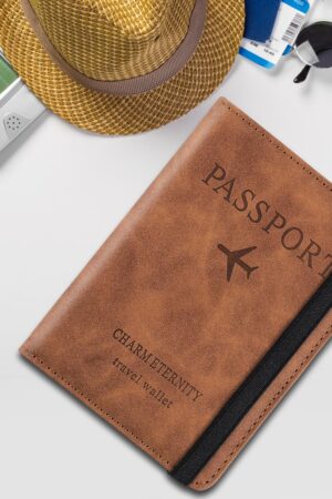 Passport Holder Cover PU Leather Travel Wallet case (1 Pc / 15×11 Cm)
