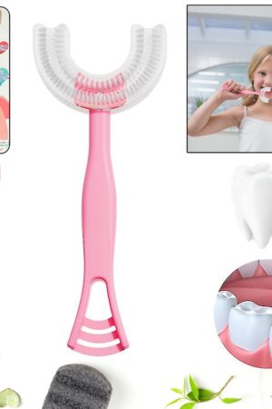 2 In1 U-Shape Silicone Manual Toothbrush & Tongue Scraper Cleaner Brush (1 Pc)