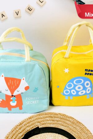 Lunch Box Bag for Women Men Insulated Lunch Bag With Zipper (1 Pc / Mix Color / Design)