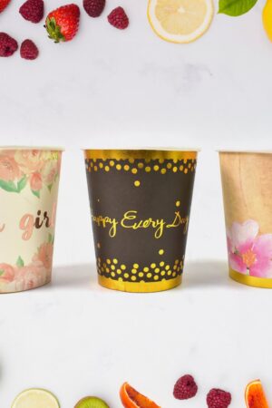 Disposable Paper Cups, Disposable Tea, Coffee Cups (3 Pcs Set / Mix Color)